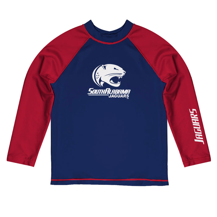 South Alabama Jaguars Vive La Fete Logo Blue Red Long Sleeve Raglan Rashguard