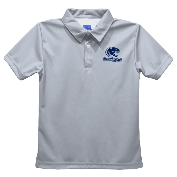 South Alabama Jaguars Embroidered Gray Short Sleeve Polo Box Shirt