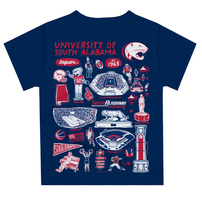 South Alabama Jaguars Hand Sketched Vive La Fete Impressions Artwork Boys Red Short Sleeve Tee Shirt - Vive La Fête - Online Apparel Store