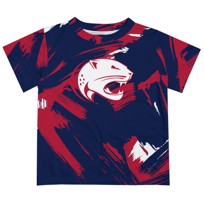 South Alabama Jaguars Vive La Fete Boys Game Day Blue Short Sleeve Tee Paint Brush