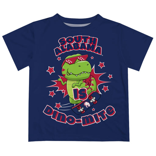South Alabama Jaguars Vive La Fete Dino-Mite Boys Game Day Blue Short Sleeve Tee