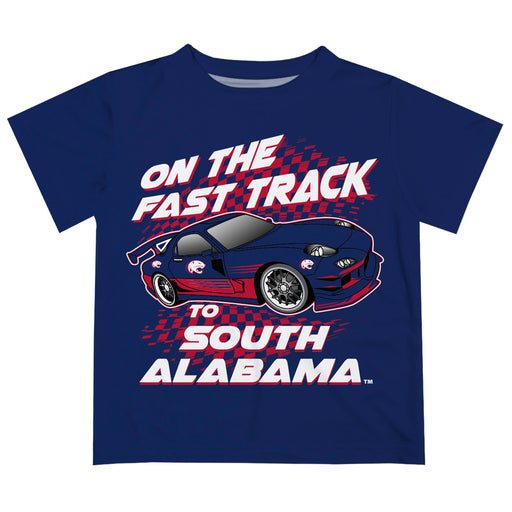 South Alabama Jaguars Vive La Fete Fast Track Boys Game Day Blue Short Sleeve Tee