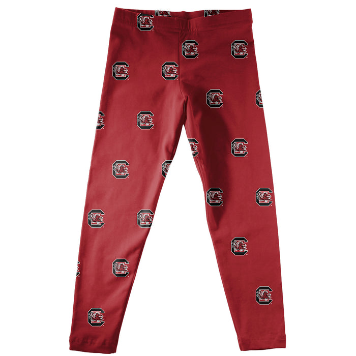 South Carolina Gamecocks Vive La Fete Girls Game Day All Over Logo Elastic Waist Classic Play Maroon Leggings Tights - Vive La Fête - Online Apparel Store