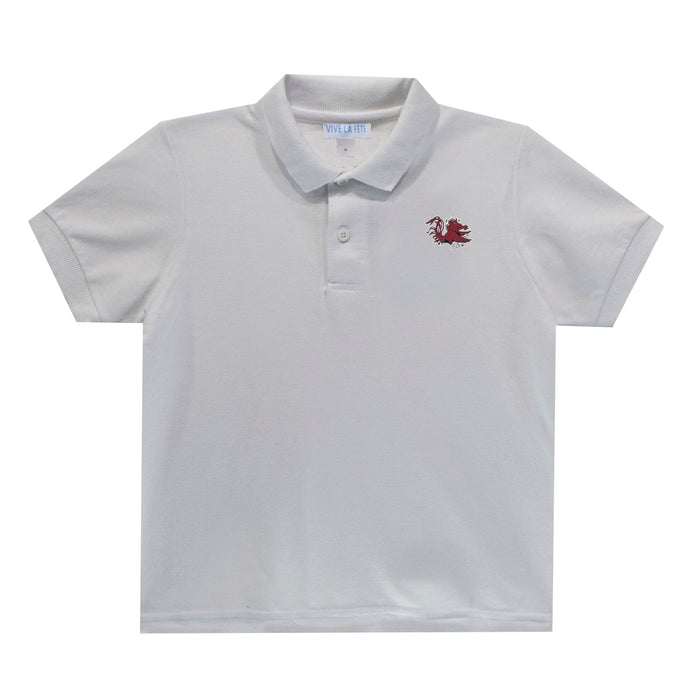 South Carolina Emb White Polo Box Shirt Short Sleeve