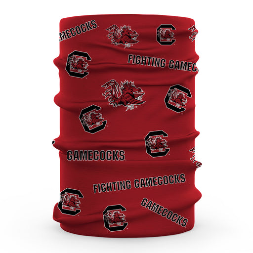 South Carolina Gamecocks Vive La Fete All Over Logo Game Day  Collegiate Face Cover Soft 4-Way Stretch Neck Gaiter - Vive La Fête - Online Apparel Store