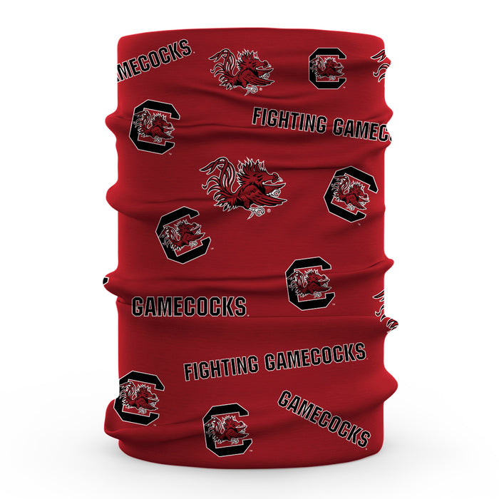 South Carolina Gamecocks Vive La Fete All Over Logo Game Day  Collegiate Face Cover Soft 4-Way Stretch Neck Gaiter - Vive La Fête - Online Apparel Store