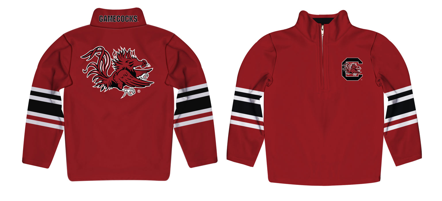 South Carolina Gamecocks Vive La Fete Game Day Maroon Quarter Zip Pullover Stripes on Sleeves - Vive La Fête - Online Apparel Store