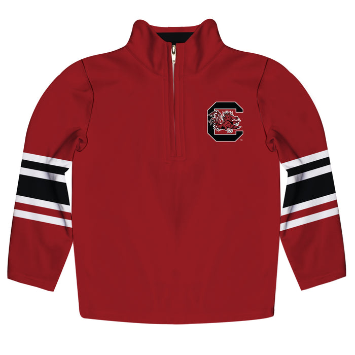 South Carolina Gamecocks Vive La Fete Game Day Maroon Quarter Zip Pullover Stripes on Sleeves - Vive La Fête - Online Apparel Store