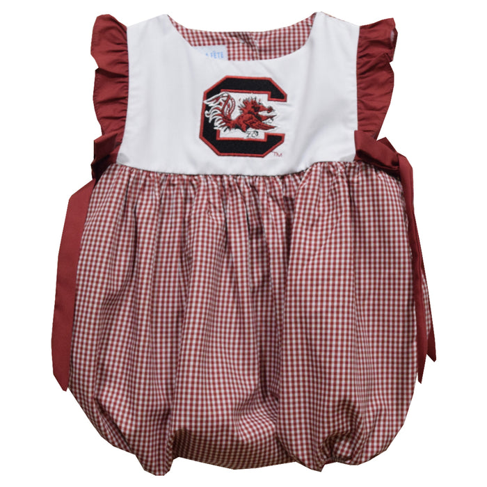 South Carolina Gamecocks Embroidered Maroon Gingham Girls Bubble