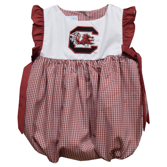 South Carolina Gamecocks Embroidered Maroon Gingham Girls Bubble