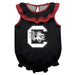 South Carolina Gamecocks Black Sleeveless Ruffle Onesie Logo Bodysuit