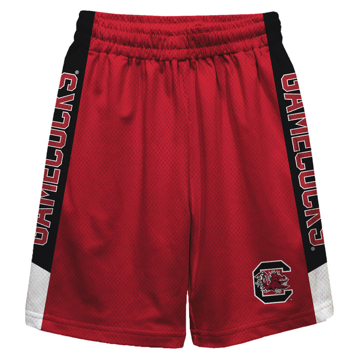 South Carolina Gamecocks Vive La Fete Game Day Garnet Stripes Boys Solid Black Athletic Mesh Short