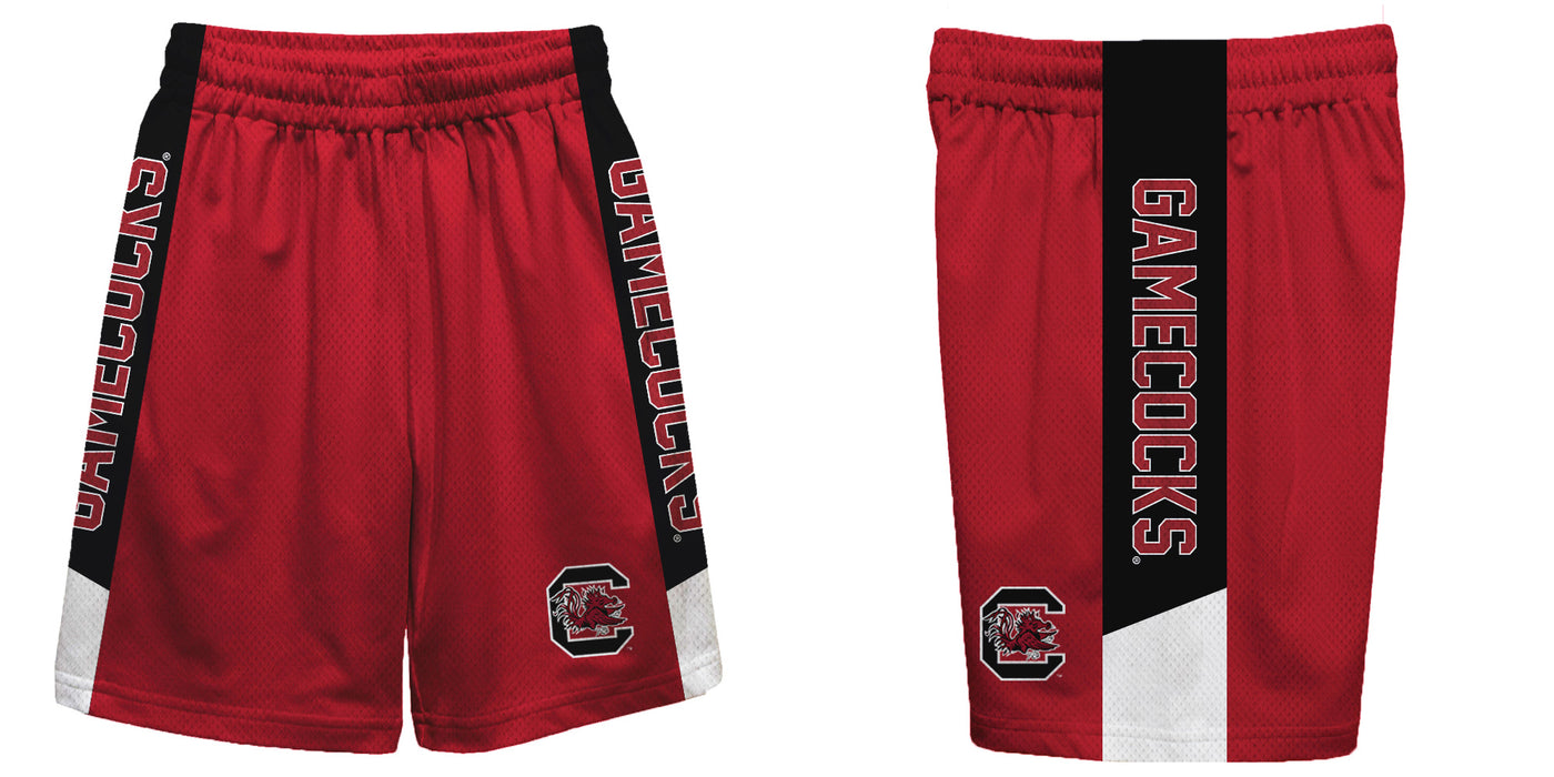 South Carolina Gamecocks Vive La Fete Game Day Garnet Stripes Boys Solid Black Athletic Mesh Short - Vive La Fête - Online Apparel Store