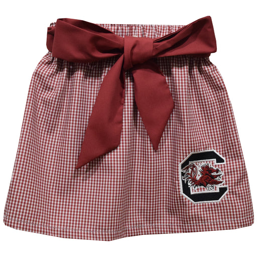 South Carolina Gamecocks Embroidered Maroon Gingham Skirt With Sash