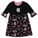 South Carolina Gamecocks 3/4 Sleeve Solid Black Repeat Print Hand Sketched Vive La Fete Impressions Artwork on Skirt