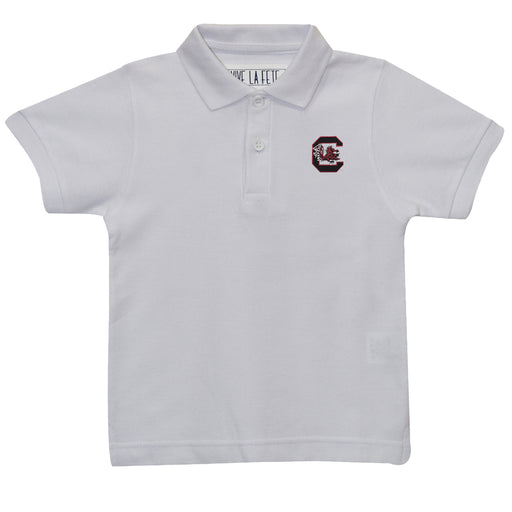 South Carolina Gamecocks Embroidered White Short Sleeve Polo Box Shirt