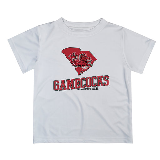 South Carolina Gamecocks Vive La Fete State Map White Short Sleeve Tee Shirt