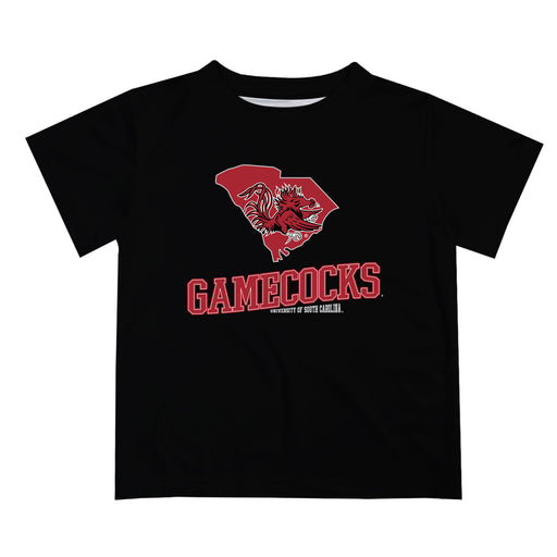 South Carolina Gamecocks Vive La Fete State Map Black Short Sleeve Tee Shirt