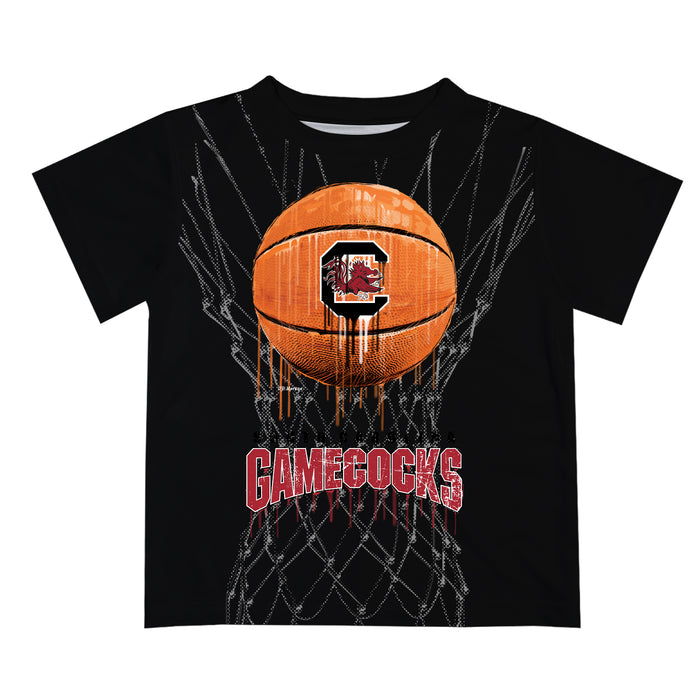 South Carolina Gamecocks Original Dripping Basketball Black T-Shirt by Vive La Fete