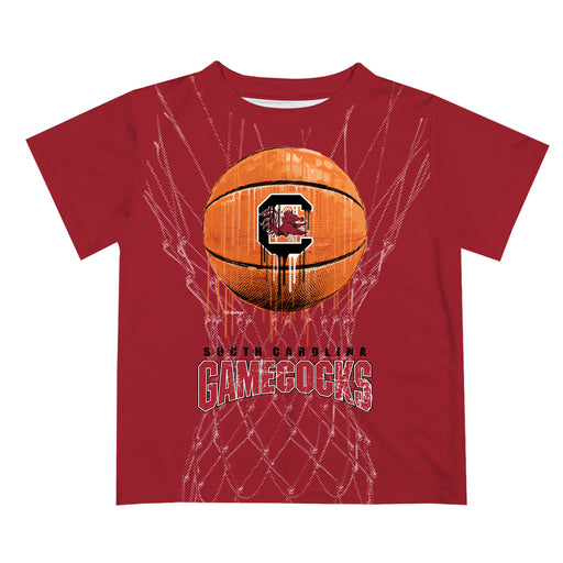 South Carolina Gamecocks Original Dripping Basketball Garnet T-Shirt by Vive La Fete