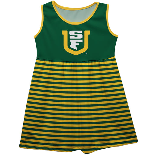 San Francisco Dons USF Vive La Fete Girls Game Day Sleeveless Tank Dress Solid Green Logo Stripes on Skirt - Vive La Fête - Online Apparel Store