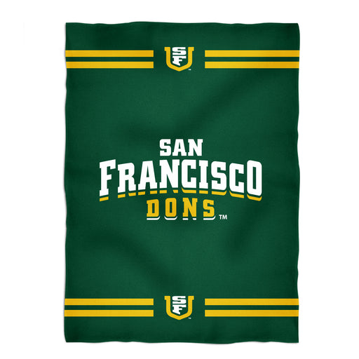 San Francisco Dons USF Vive La Fete Game Day Soft Premium Fleece Green Throw Blanket 40" x 58” Logo and Stripes - Vive La Fête - Online Apparel Store