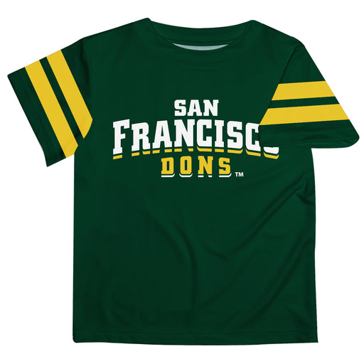 San Francisco Dons USF Vive La Fete Boys GameDay Green Short Sleeve Tee with Stripes on Sleeves - Vive La Fête - Online Apparel Store