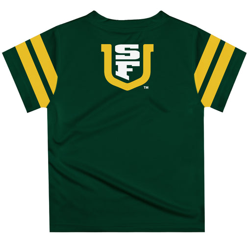 San Francisco Dons USF Vive La Fete Boys GameDay Green Short Sleeve Tee with Stripes on Sleeves - Vive La Fête - Online Apparel Store