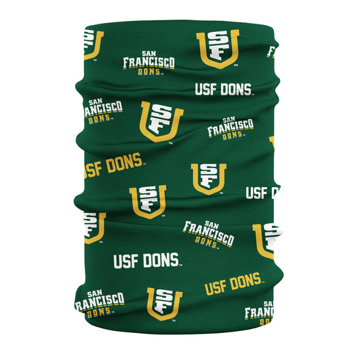 San Francisco Dons USF Vive La Fete All Over Logo Game Day  Collegiate Face Cover Soft 4-Way Stretch Neck Gaiter - Vive La Fête - Online Apparel Store