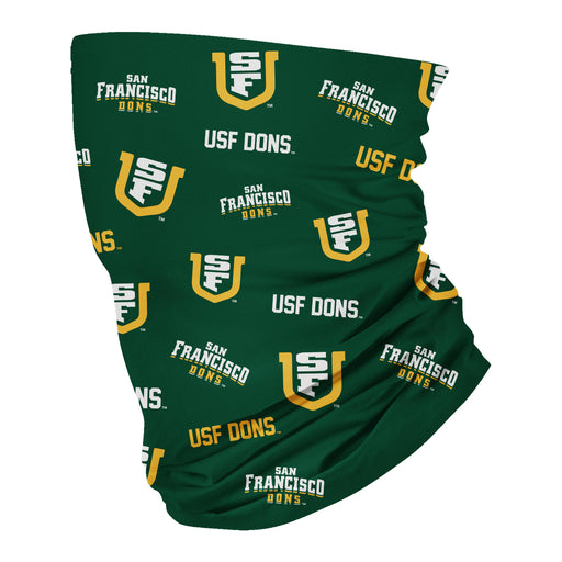 San Francisco Dons USF Vive La Fete All Over Logo Game Day  Collegiate Face Cover Soft 4-Way Stretch Neck Gaiter - Vive La Fête - Online Apparel Store