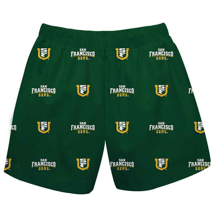 San Francisco Dons USF Vive La Fete Boys Game Day All Over Logo Elastic Waist Classic Play Green Pull On Short - Vive La Fête - Online Apparel Store