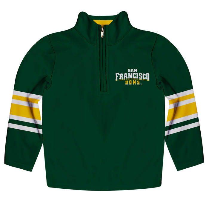 San Francisco Dons USF Vive La Fete Game Day Green Quarter Zip Pullover Stripes on Sleeves - Vive La Fête - Online Apparel Store
