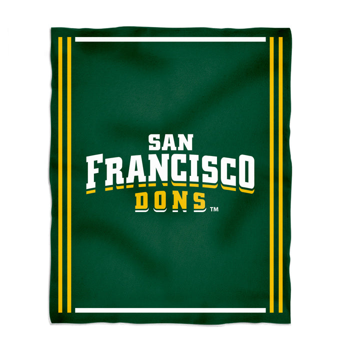 University of San Francisco Dons USF Vive La Fete Kids Game Day Green Plush Soft Minky Blanket 36 x 48 Mascot