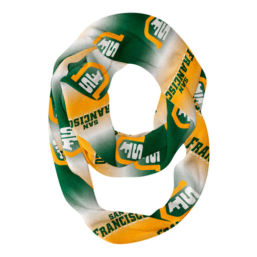 San Francisco Dons USF Vive La Fete All Over Logo Game Day Collegiate Women Ultra Soft Knit Infinity Scarf