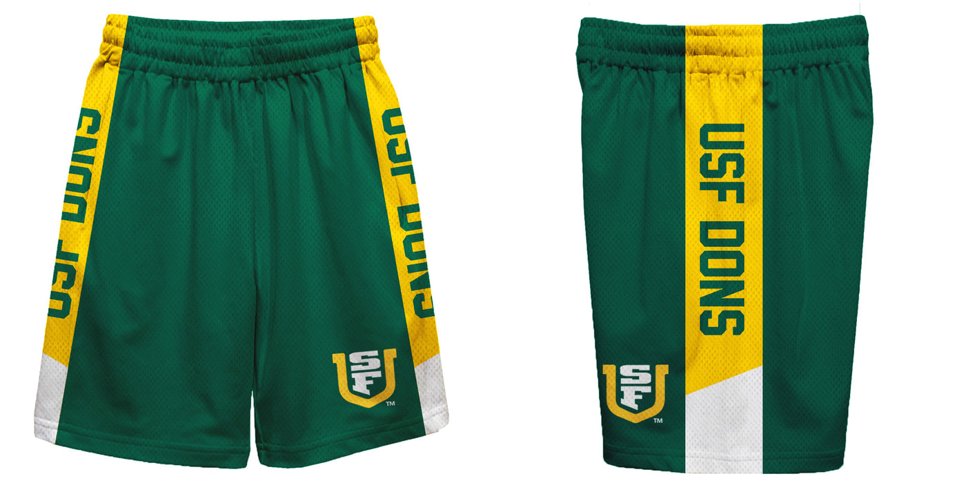San Francisco Dons USF Vive La Fete Game Day Green Stripes Boys Solid Yellow Athletic Mesh Short - Vive La Fête - Online Apparel Store