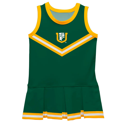 University of San Francisco Dons USF Vive La Fete Game Day Green Sleeveless Cheerleader Dress