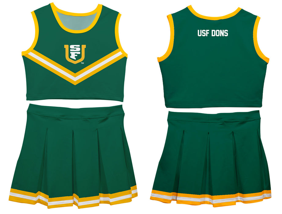 University of San Francisco Dons USF Vive La Fete Game Day Green Sleeveless Cheerleader Set - Vive La Fête - Online Apparel Store