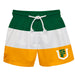 San Francisco Dons USF Vive La Fete Green White Yellow Stripes Swimtrunks V1