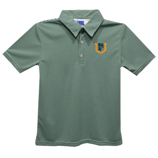 University of San Francisco Dons USF Embroidered Hunter Green Stripes Short Sleeve Polo Box Shirt