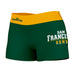 San Francisco Dons Vive La Fete Logo on Thigh & Waistband Green Yellow Women Yoga Booty Workout Shorts 3.75 Inseam"