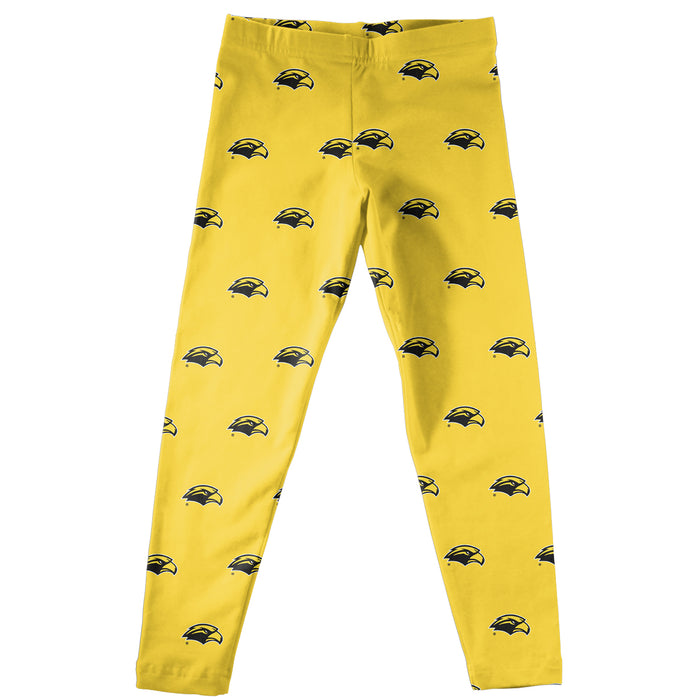 Southern Miss Golden Eagles Vive La Fete Girls Game Day All Over Logo Elastic Waist Classic Play Gold Leggings Tights