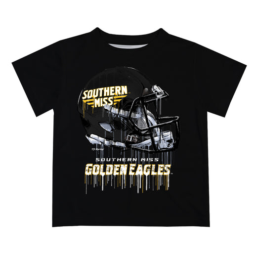 Southern Miss Golden Eagles Original Dripping Football Black T-Shirt by Vive La Fete