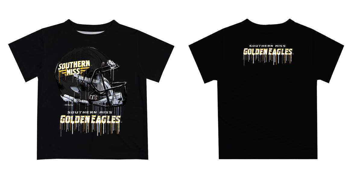 Southern Miss Golden Eagles Original Dripping Football Black T-Shirt by Vive La Fete - Vive La Fête - Online Apparel Store