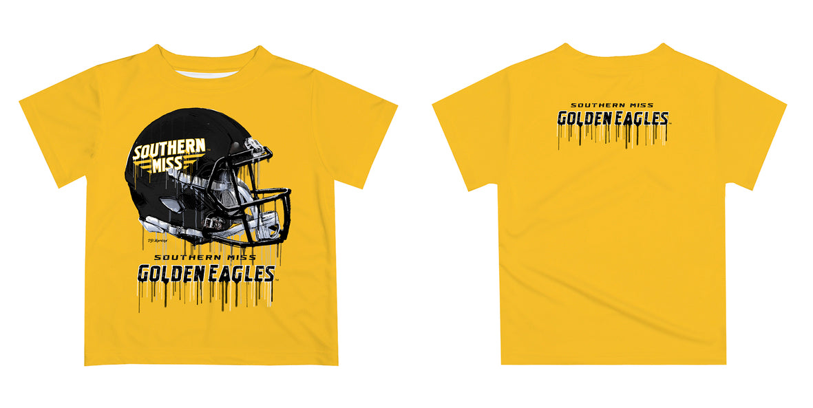 Southern Miss Golden Eagles Original Dripping Football Gold T-Shirt by Vive La Fete - Vive La Fête - Online Apparel Store