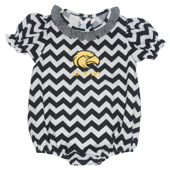 Southern Mississippi Ruffle Chevron Girls Bubble SS - Vive La Fête - Online Apparel Store