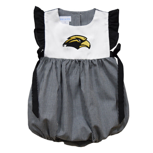 Southern Miss Golden Eagles Embroidered Black Gingham Girls Bubble