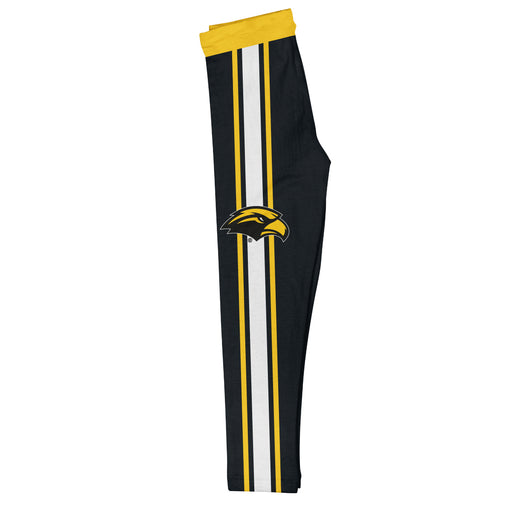 Southern Mississippi Gold Waist White And Gold Stripes Black Leggings - Vive La Fête - Online Apparel Store