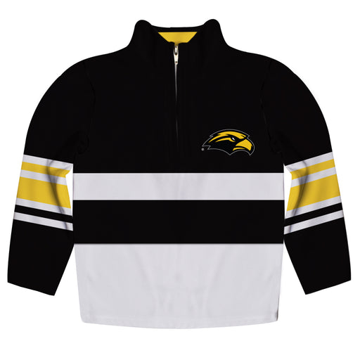 Southern Mississippi Logo Stripes Black Long Sleeve Quarter Zip Sweatshirt - Vive La Fête - Online Apparel Store