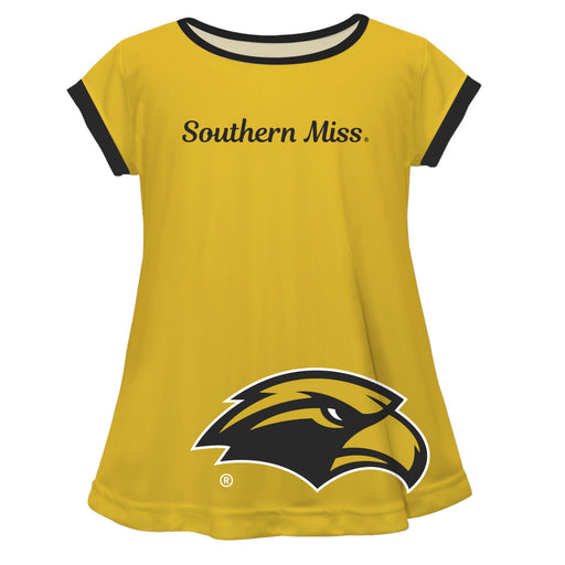 Southern Mississippi Big Logo Gold Short Sleeve Girls Laurie Top - Vive La Fête - Online Apparel Store