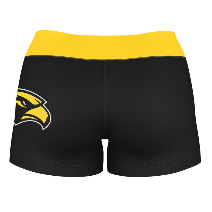 Southern Miss Golden Eagles Logo on Thigh & Waistband Black & Gold Women Yoga Booty Workout Shorts 3.75 Inseam" - Vive La Fête - Online Apparel Store